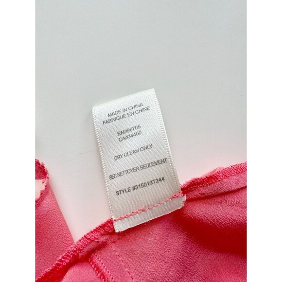 REBECCA TAYLOR Coral Pink Silk Crepe Cascade Ruffle V-Neck Blouse Top, Size 6 - Picture 11 of 12